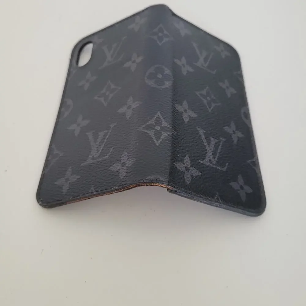 Authentic Louis Vuitton LV Monogram Folio iPhone X Case Black‎ Phone Hard Cover